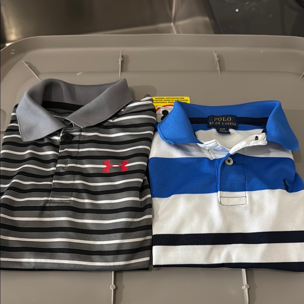 2 Kids Striped Polo Shirts (Size 4/5)